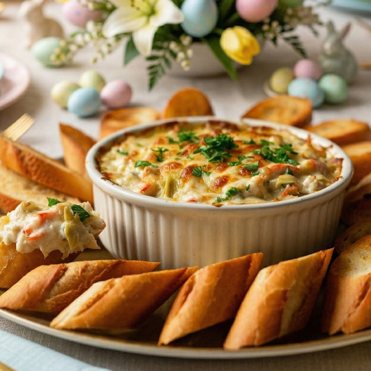 Cheesy Alaska Crab & Artichoke Dip