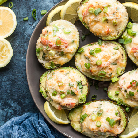 A platter of  stuffed crab avocados - a lovely sight