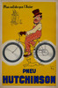 Pneu Hutchinson Poster By Mich Original 1939 Vintage French Tire Company Stone Lithograph Advertisement Linen Backed.