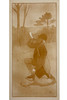 Hunt Scene Decorative Panel Poster Original 1894 Vintage French Gallery Exhibition Stone Lithograph Linen Backed.