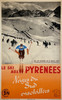 Le Ski Aux Pyrennees Neiges Du Sud Winter Sports Poster by Gaston Gorde Original 1938 Vintage French Stone Lithograph Photo Graveure Travel Advertisement Linen Backed.