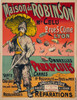 Maison du Robinson Parapluies Ombrelles Poster by Delaroche Original 1907 Vintage French Umbrella Company Stone Lithograph Advertisement Linen Backed.