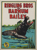 Ringling Bros & Barnum & Bailey Circus Poster by Bill Bailey Original 1945 Vintage American Lithograph Advertisiement Linen Backed.