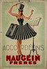 Accordeons Maugein Freres Poster By A.R. Lataste Original 1930 Vintage French Musical Instrument Company Stone Lithograph Store Display Advertisement On Carton.