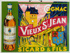 Vieux St. Jean Cognac Poster Original 1935 Vintage French Winery Company Stone Lithograph Store Display Advertisement On Carton.
