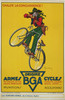 BGA Armes Cycles by Martin Dupin Original 1930 Vintage French Bicycle Advertisement Stone Lithograph Poster Linen Backed. 