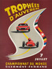 Trophees D'Auvergne Championnat Du Monde by O.L Calabuig Original 1963 Vintage French Car Racing Advertisement Lithograph Poster Linen Backed.