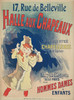 Halle Aux Chapeaux Pour Hommes Dames & Enfants by Jules Cheret Original 1897 Vintage Antique  French Hats Advertisement Stone Lithograph Poster Linen Backed.