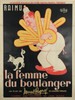 La Femme du Boulanger by Albert Dubout Original 1951 Vintage French Re Release Movie Poster Lithograph Linen Backed. The Baker's Wife Directed by Marcel Pagnol with Raimu