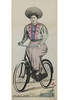 Woman Bicyclist Carnival Panel No. 74 Wissembourg Poster Original 1888 Vintage Alsatian Germany Stone Lithograph Linen Backed.