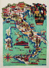 Vini d'Italia (Wines of Italy) Poster By Nicola Simbari Original 1957 Vintage Italian Regional Map Lithograph Advertisement Linen Backed.