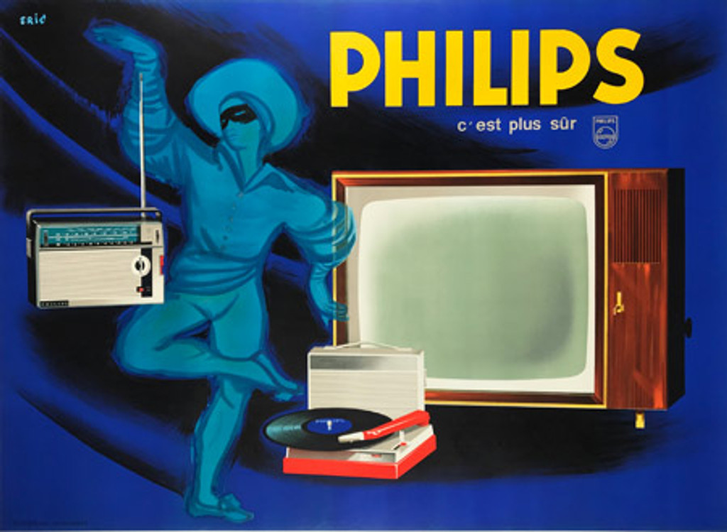 Philips Radio and Television original 1960 antique poster by ERIC.