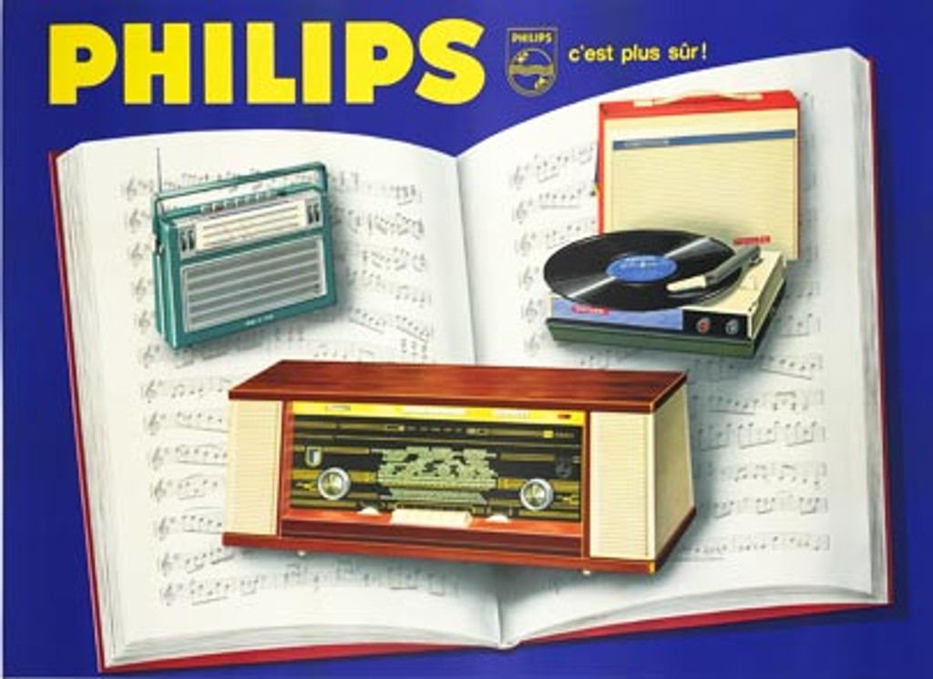 Philips Radio original vintage poster from 1963 France by Elvinger.