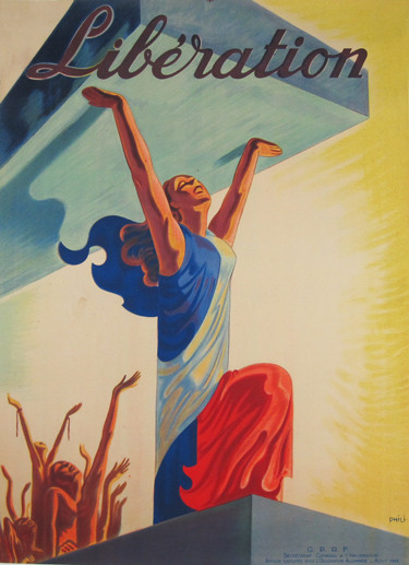 Liberation original vintage WWII poster by Phili from 1944 France.