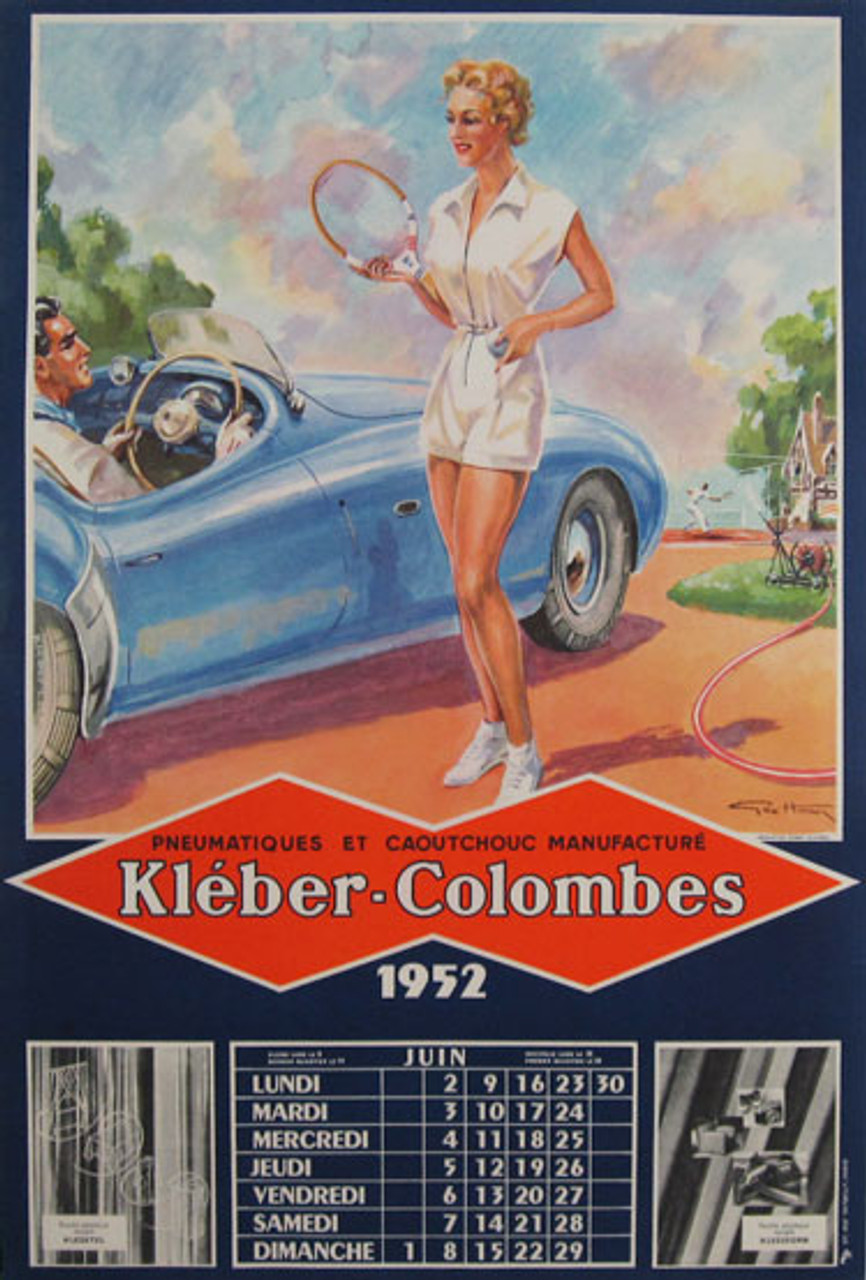 Kleber-Colombes Original Vintage lithographic advertising Poster by Geo Ham from 1952 France