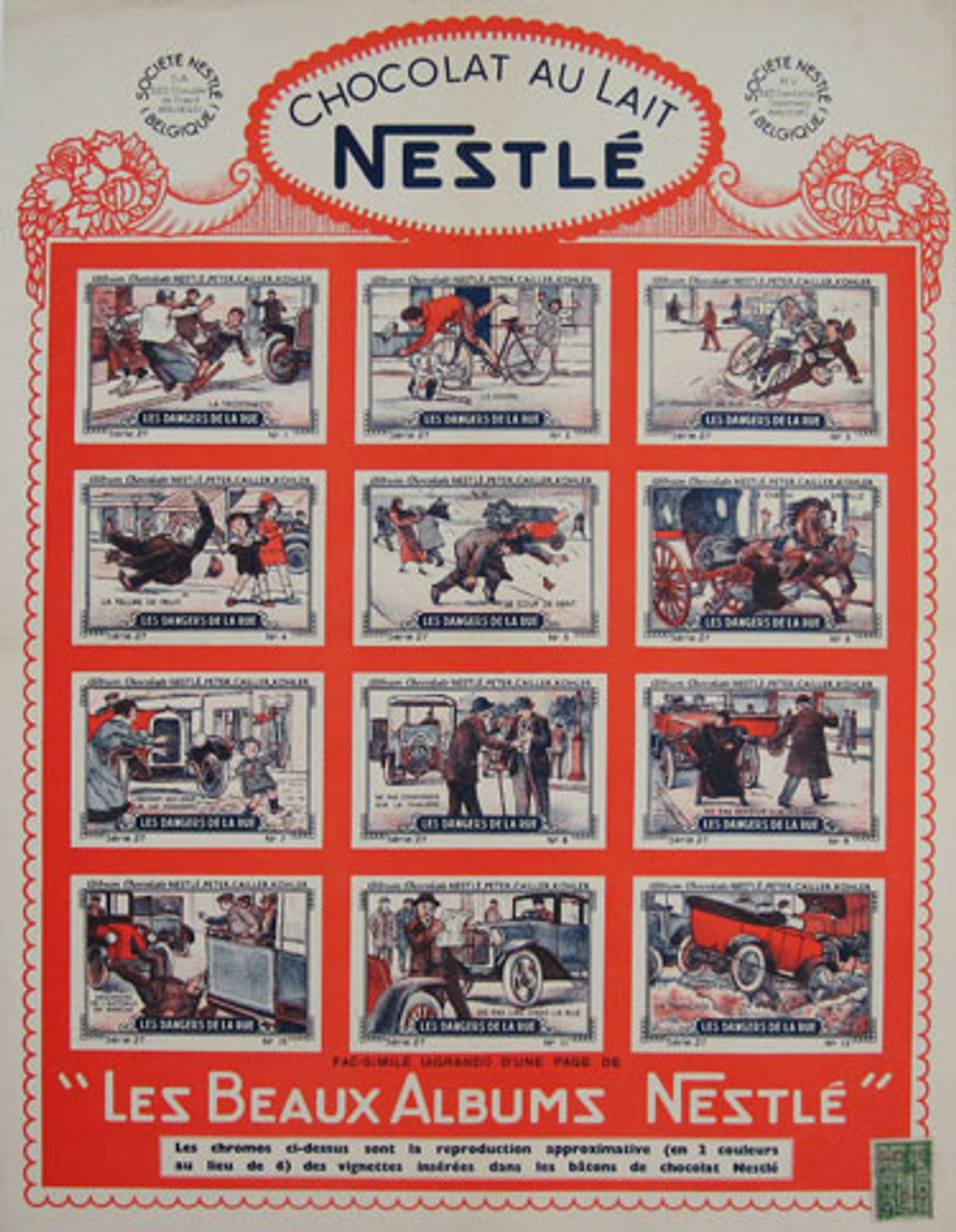 Chocolat Au Lait Nestle Original Vintage advertising Lithographic Poster 1938