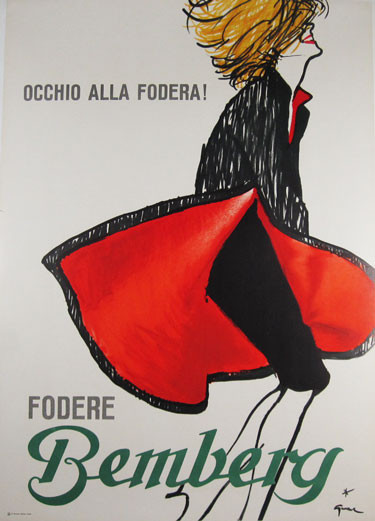 Bemberg Original Vintage Poster by Rene Gruau from 1980 France