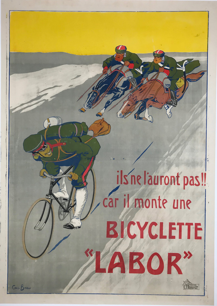 Bicyclette Labor 1901 Vintage Bicycle Cycles Poster by Casmir Bzau Linen Backed.