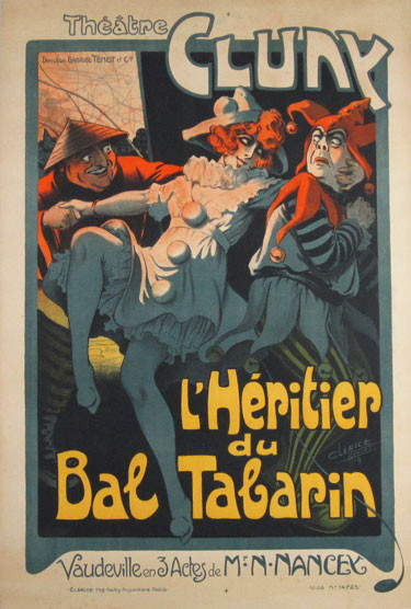 Theatre Cluny L'Heritier du Bal Tabarin by Clerice from 1919 France original poster