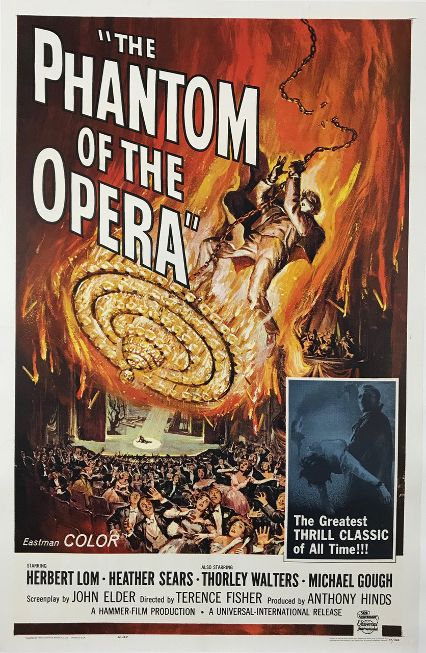 The Phantom of the Opera Poster By Reynold Brown Original 1962 Vintage USA Theater Use Lithograph Advertisement Linen Backed.