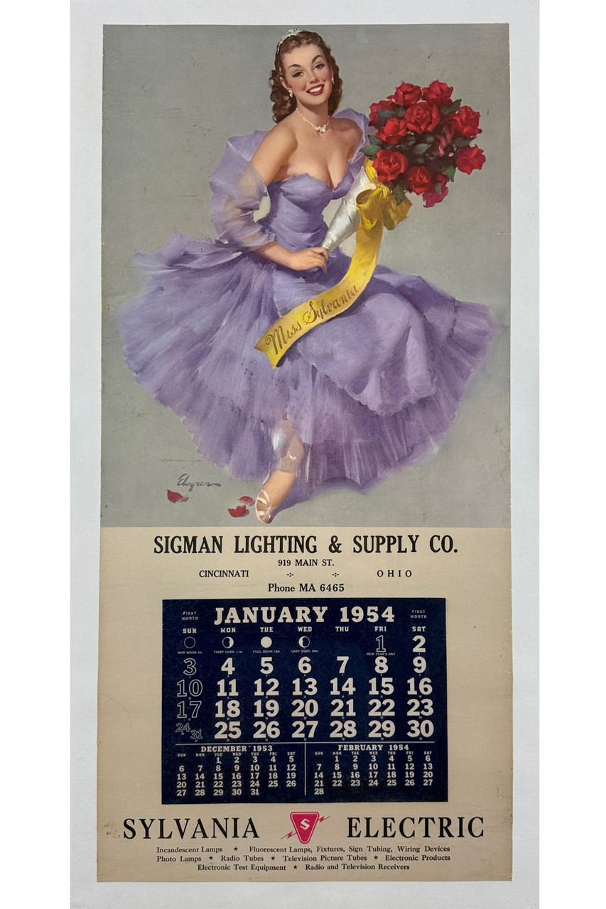 1954年 ヴィンテージ ピンナップガール カレンダー セット50sリプリント Sylvania Electric Company Pinup Calendar By Elvgren Original 1954