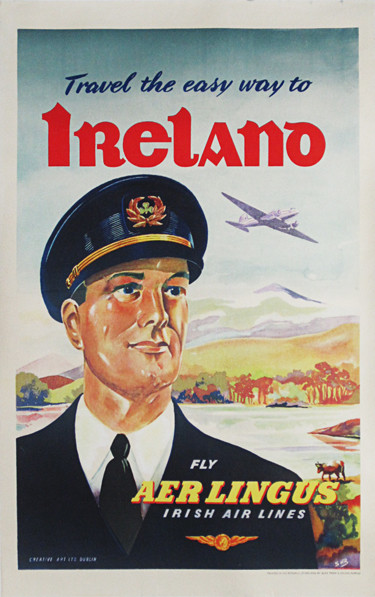 Aer Lingus Irish Airlines original vintage poster from 1949 Ireland