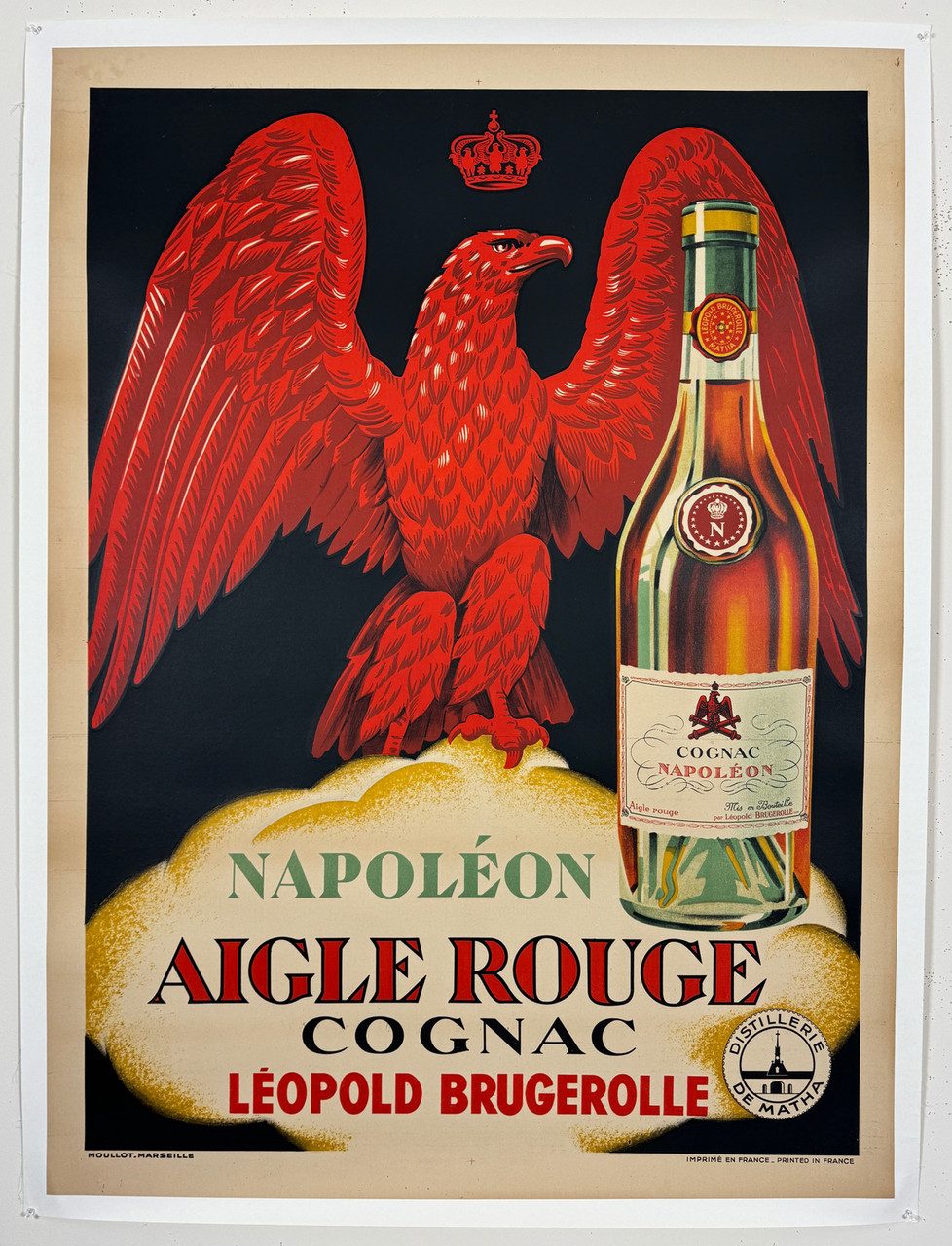 Cognac Napoleon Aigle Rouge Poster Original 1928 French Distilerie
