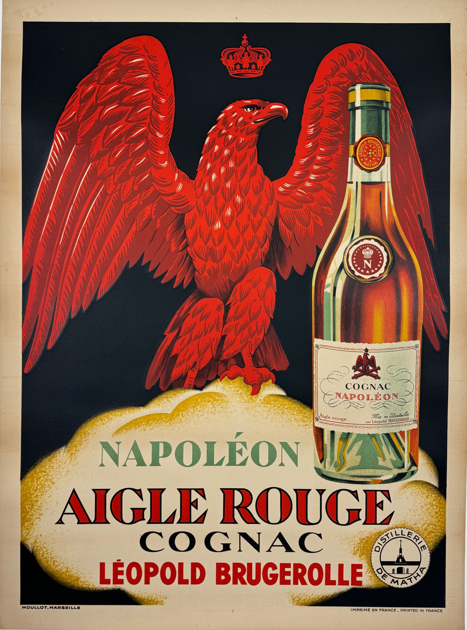 Cognac Napoleon Aigle Rouge Poster Original 1928 French Distilerie