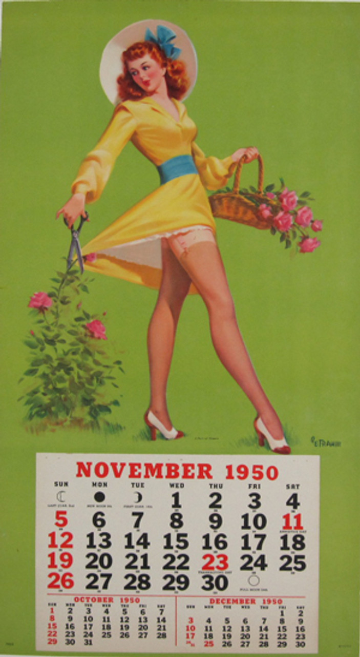 A Pair of Sheers - Calendar by Art Frahill original vintage poster from 1950 USA