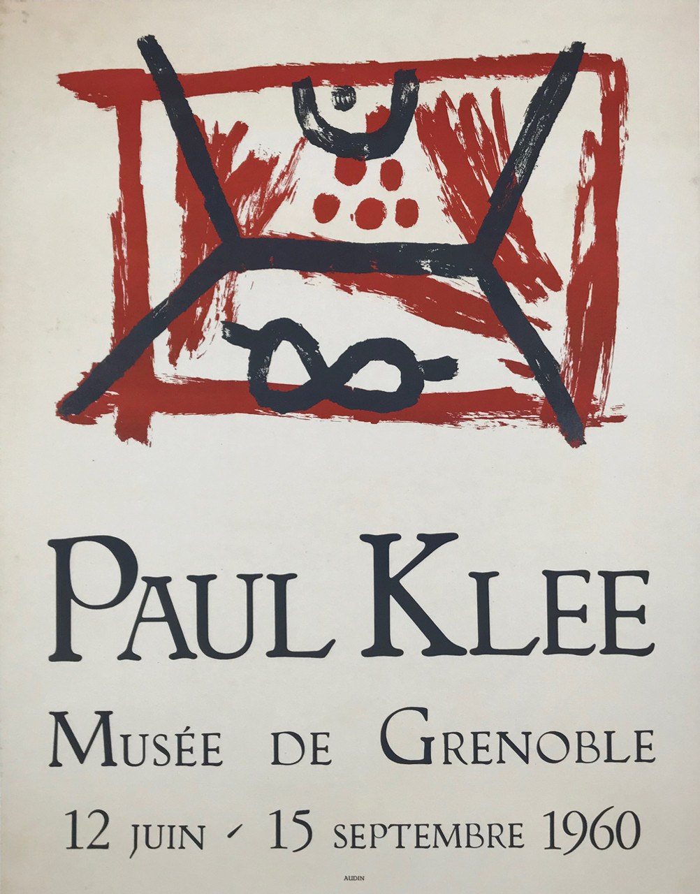 Paul Klee Musee De Grenoble by Imp. Audin Original 1960 Vintage France Gallery Exhibition Show Advertisement Poster Linen Backed.