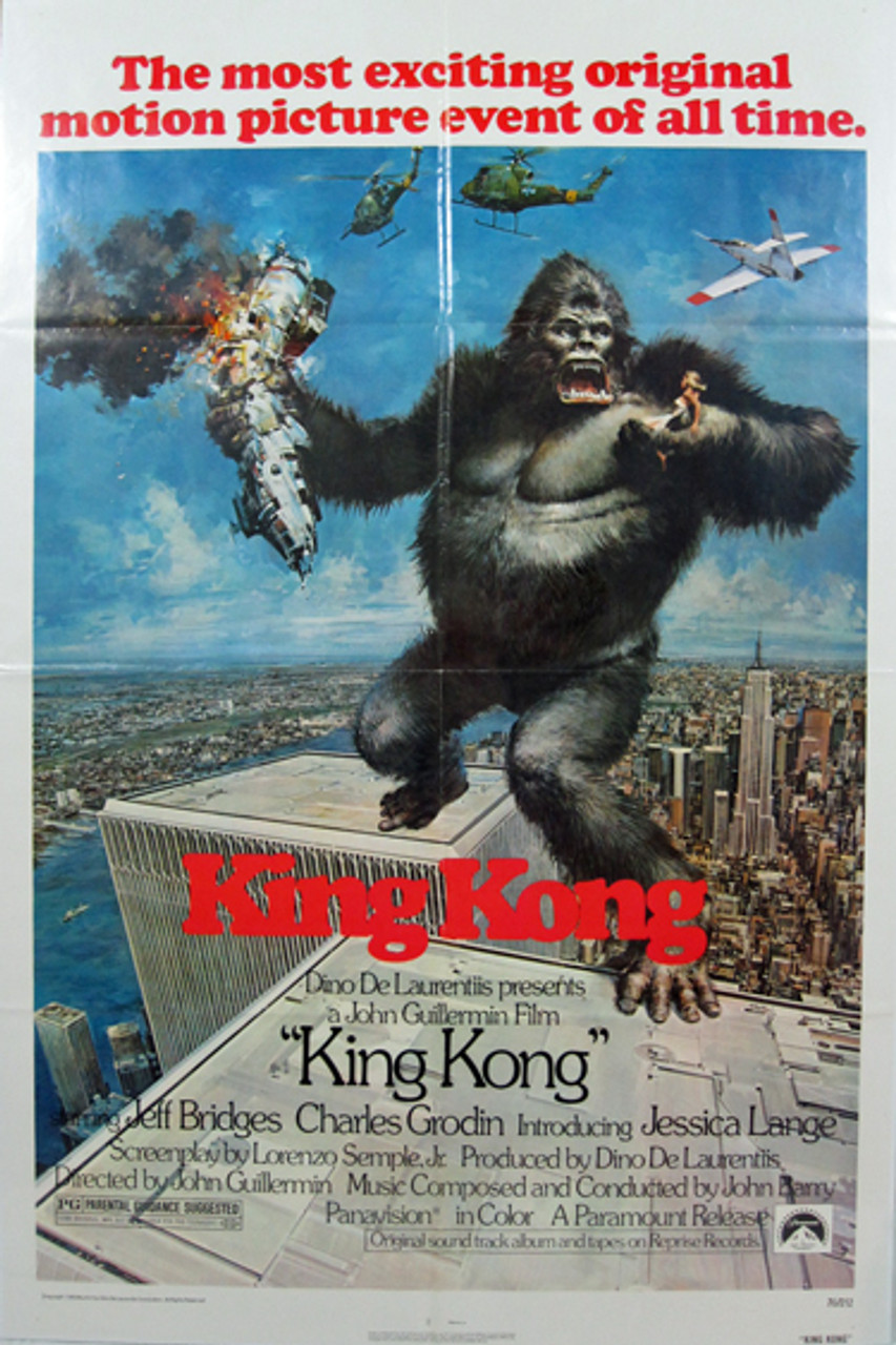 King Kong Original Vintage Movie Poster by Barkley from 1976 American one sheet Linen Backed 