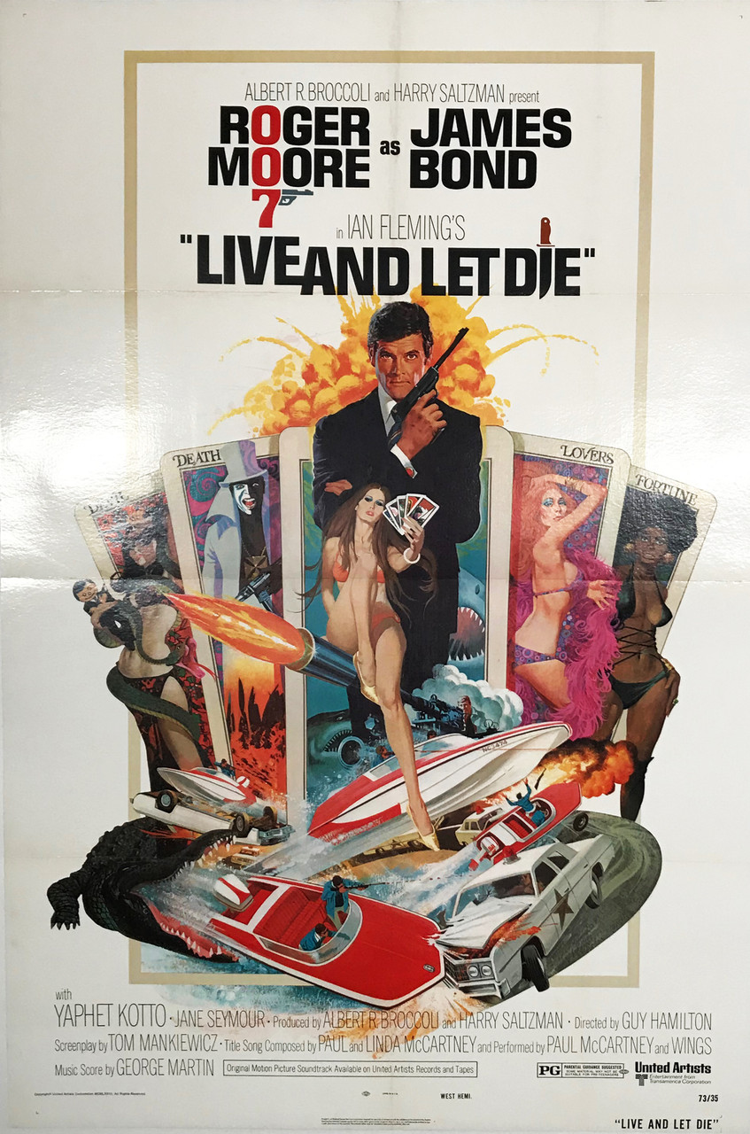 James Bond 007 Live and let die original movie poster from 1973 USA Linen Backed 