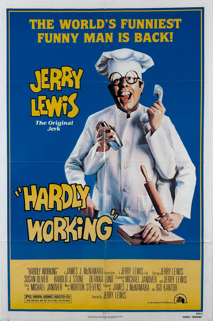 Hardly Working Movie Poster Original 1981 Vintage USA 1-Sheet Theater Use Advertisement.