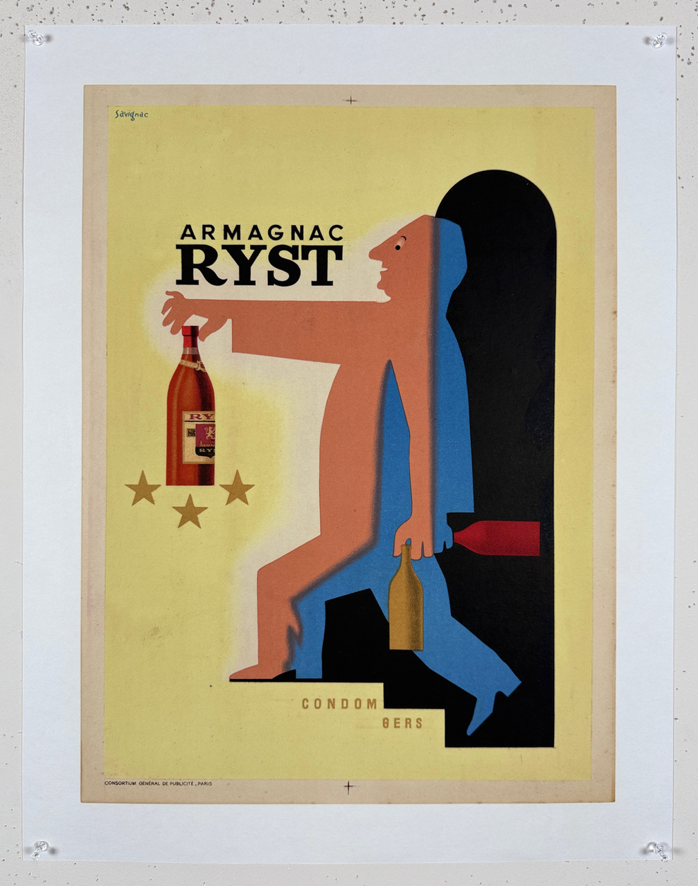 Raymond Savignac 特大ビンテージポスター Armagnac Ryst Poster By Savignac Original 1939 French Liquor Ad