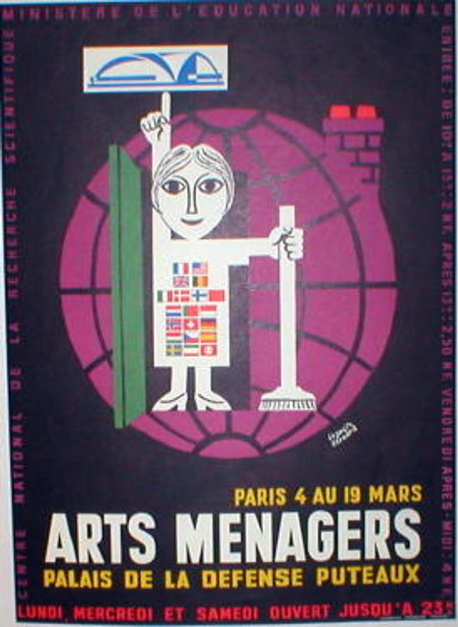 Arts Menagers by Francis Bernard original vintage poster from 1950's France.