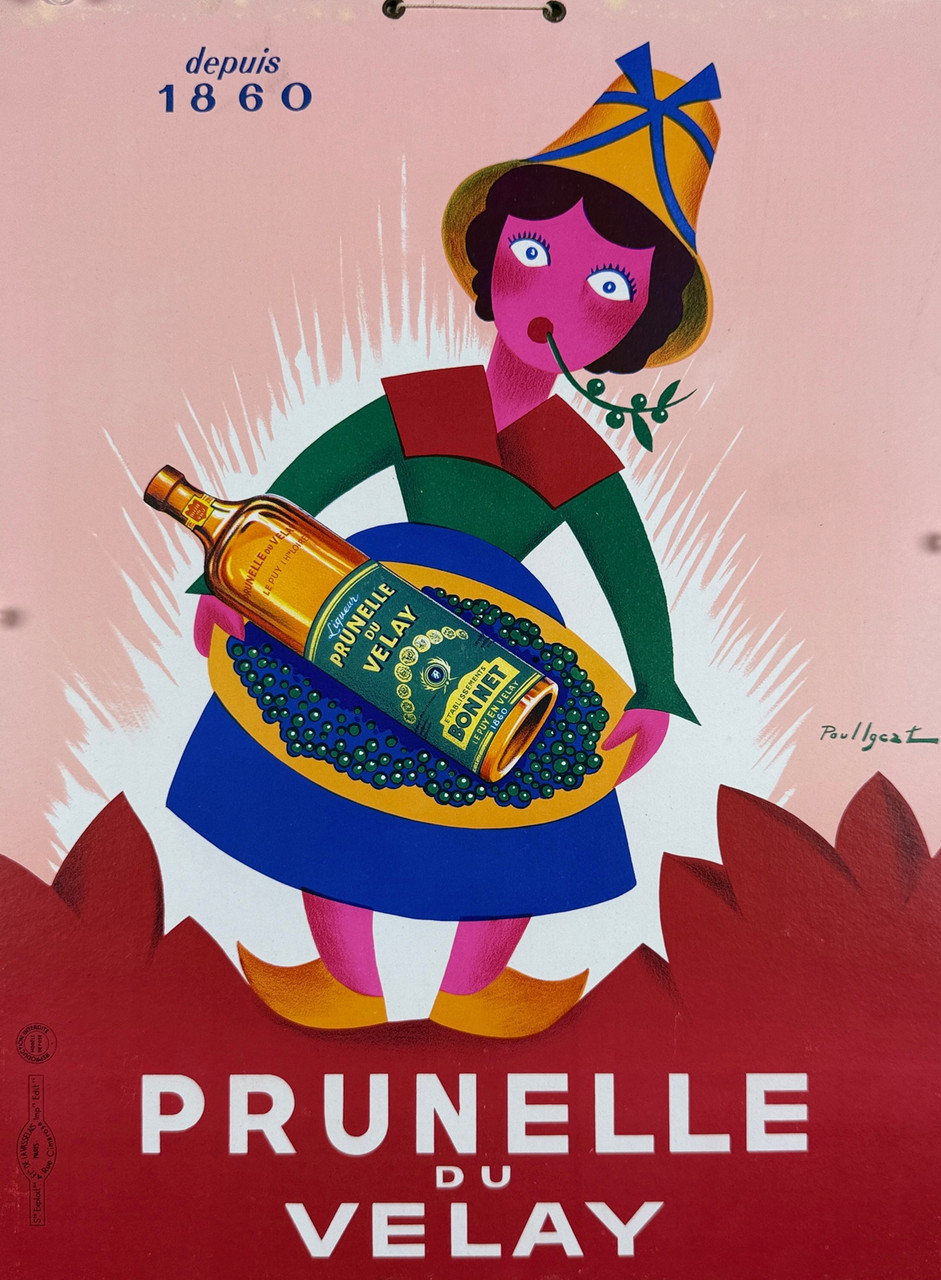 Prunelle du Velay Poster By Igerz Original 1950 French Wine Ad On
