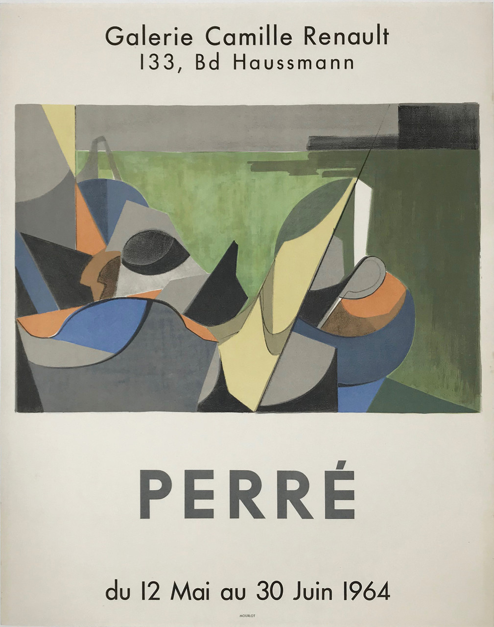 Perre Galerie Camille Renault original gallery exhibition vintage poster from 1964 by Mourlot 