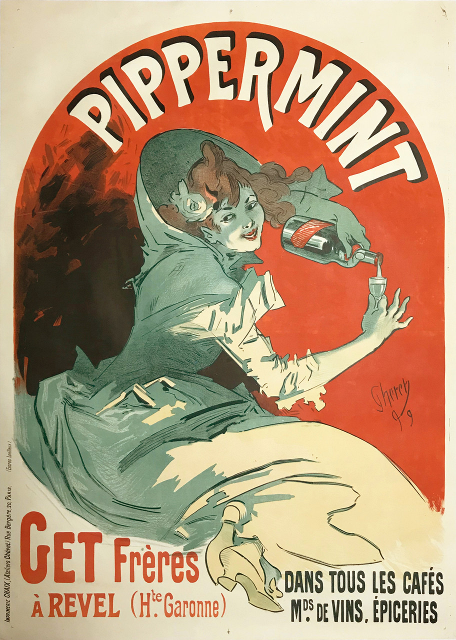 Pippermint Get Freres A Ravel original 1899 vintage poster by Jules Cheret