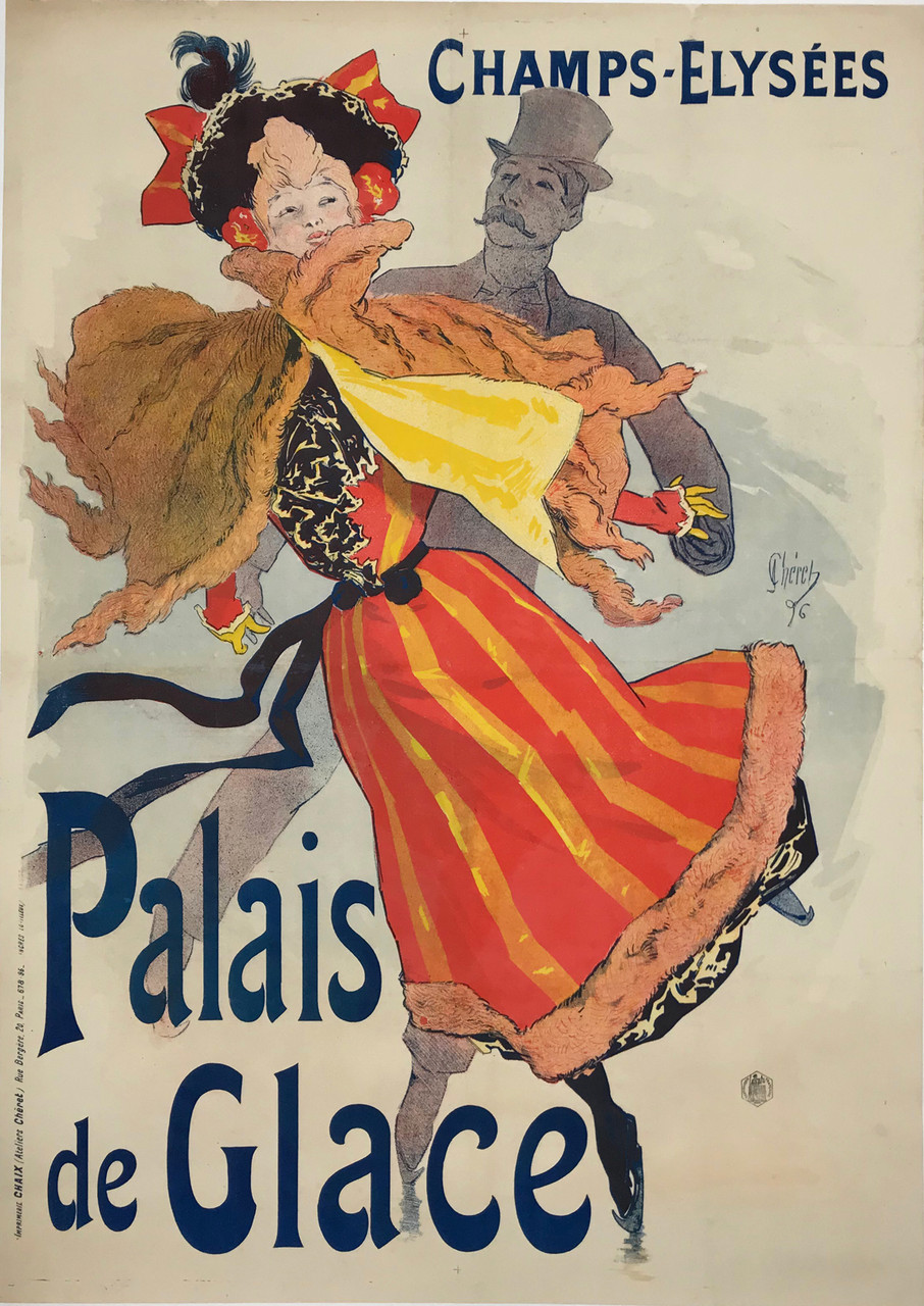 Palais de Glace Champs - Elysees Original French 1896 Vintage Poster by Jules Cheret. 
