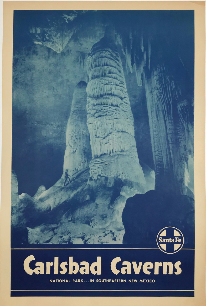 Santa Fe Railway Carlsbad Caverns National Park ... In Southeastern New Mexico original American travel poster. 