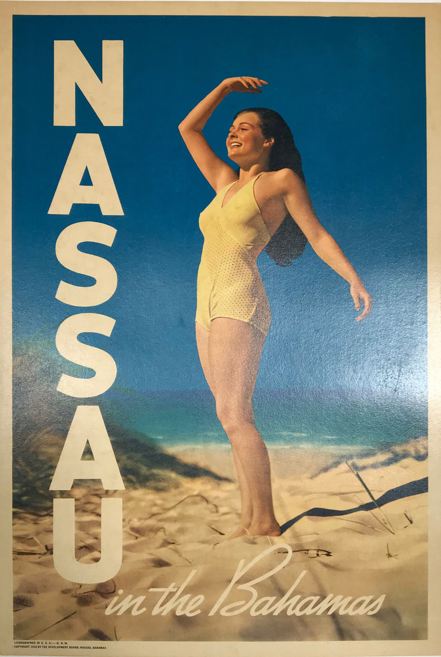 Nassau in the Bahamas original American travel poster