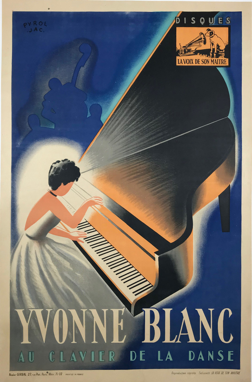Yvonne Blanc "Au Clavier De La Danse" Original 1952 French Vintage Poster by Jac Pyrol Linen Backed