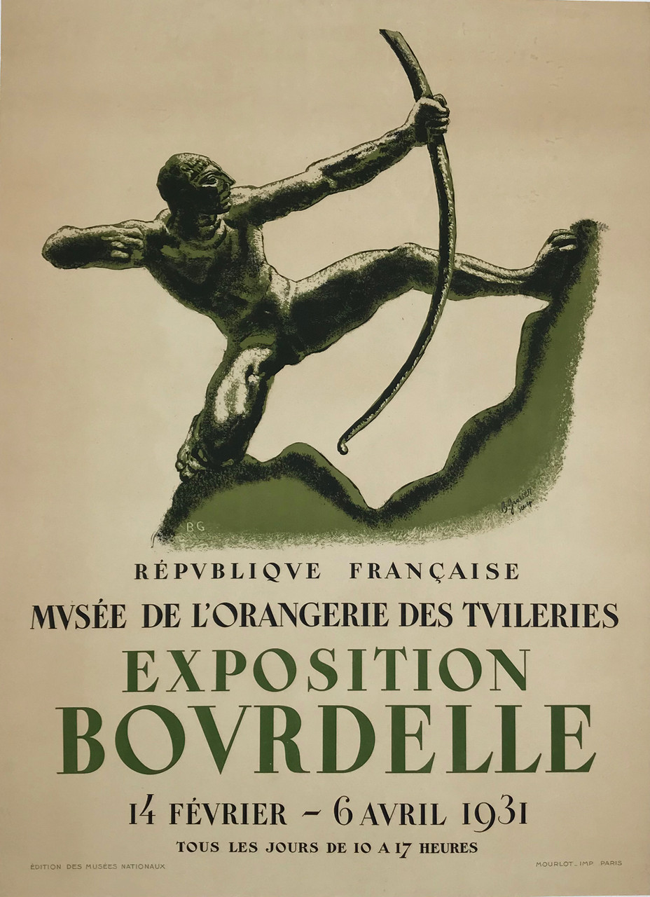 Exposition Bourdelle 1931 Musee de l Orangerie Original French Vintage Poster Linen Backed.