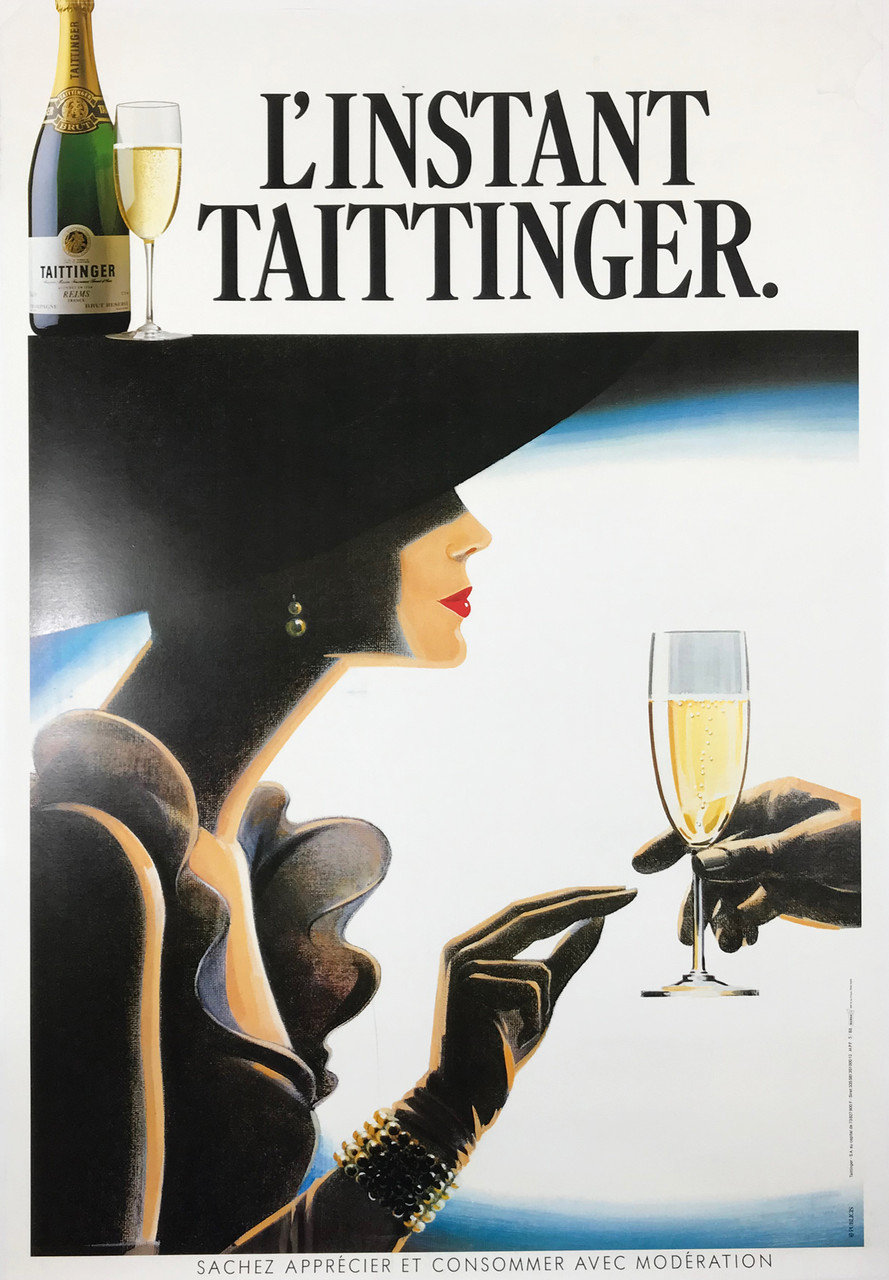 L'Instant Taittinger Poster by Parker Original 1988 French