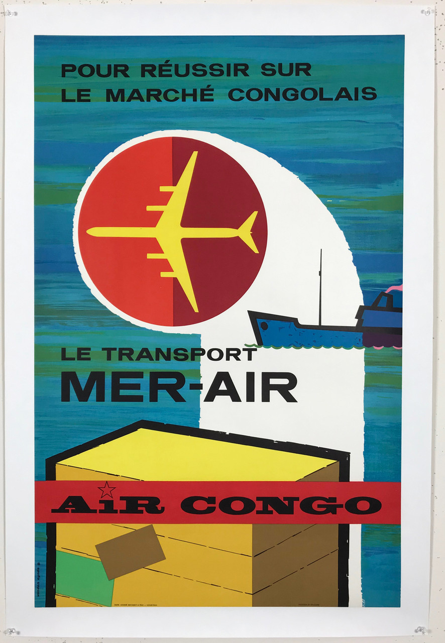 Air Congo Le Transport Mer Air Poster Linen Backed