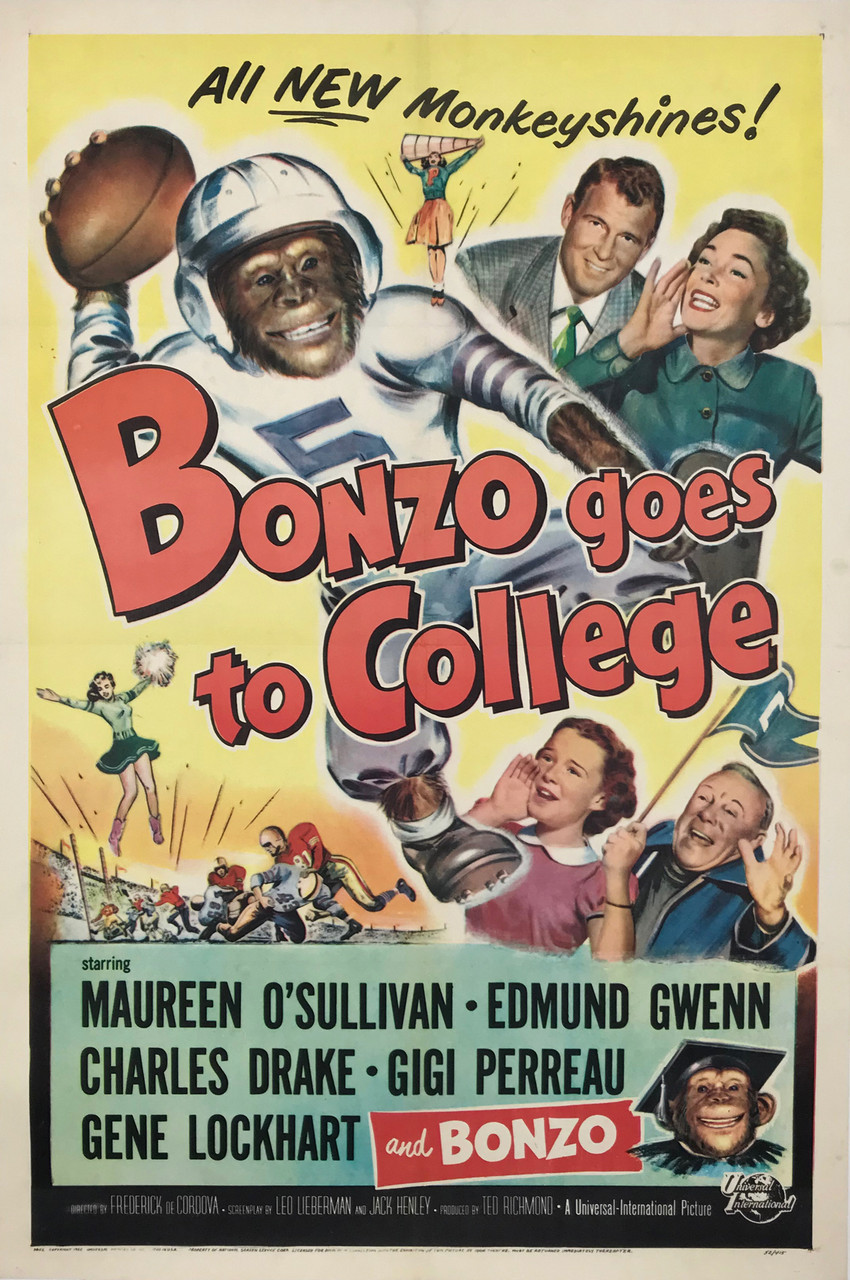 Bonzo Goes to College Original 1952 Vintage American One Sheet Theatrical Use Movie Poster Linen Backed.