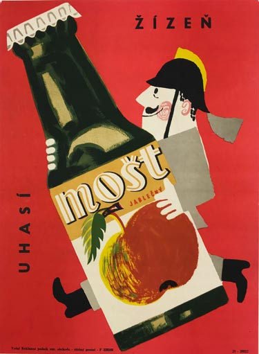 Most Jablecny Apple Cider original vintage poster by Vydal Reklamni from 1950s Czechoslovakia.