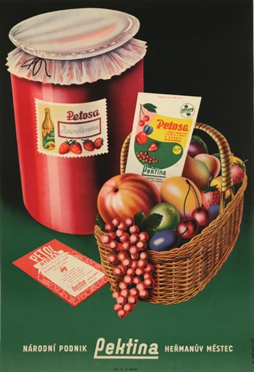 Pektina Petosa original poster food advertisement from 1957 by M. Prchal.