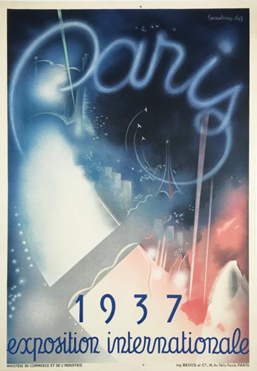 Paris 1937 Exposition Internationale original vintage poster by Beaudoin
