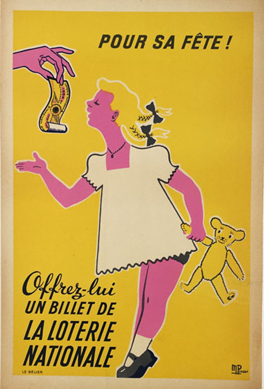 La Loterie Nationale original vintage poster from 1954 by M. Pineau.